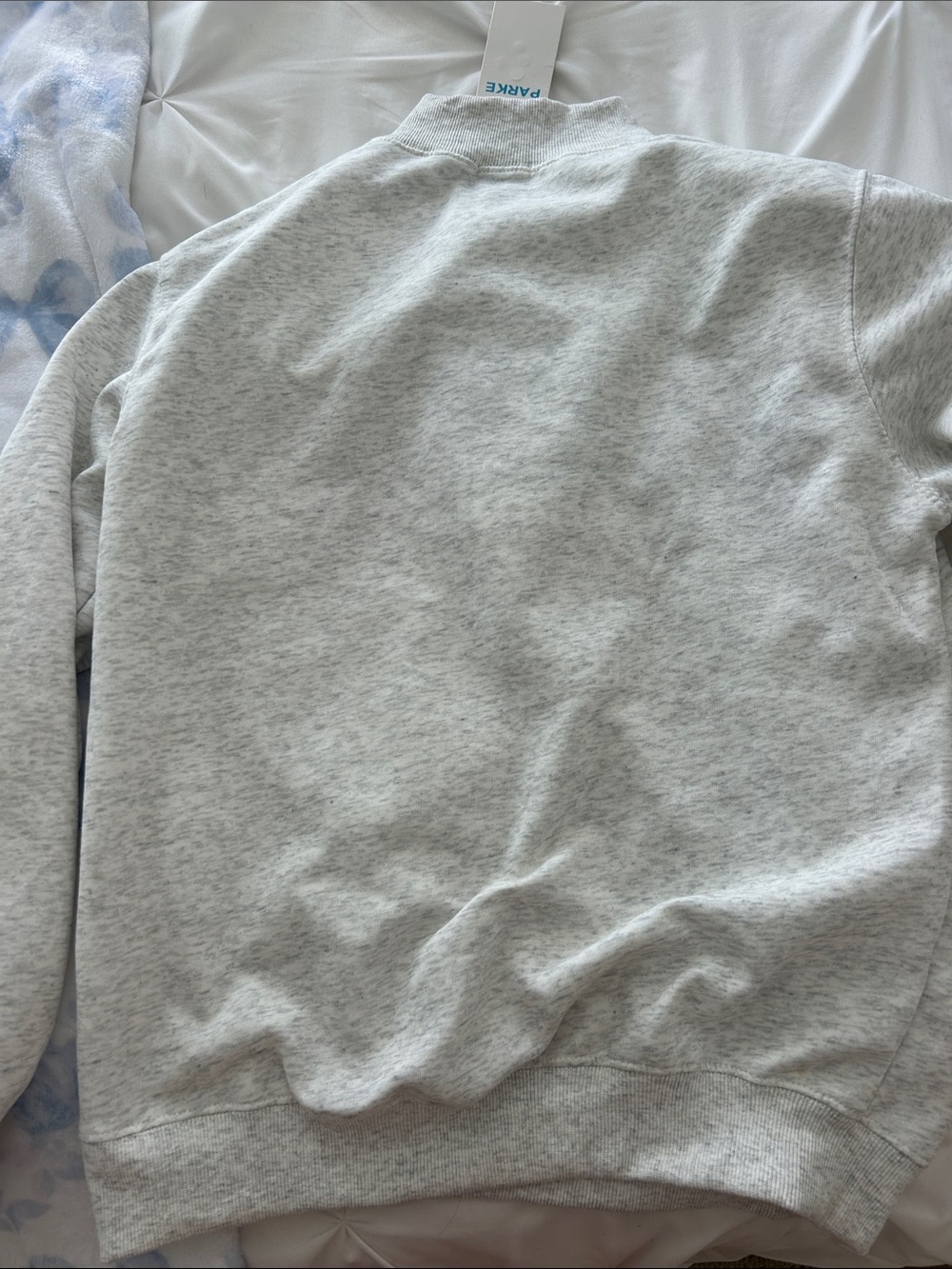 Parker Light Heather Gray Mock Neck Sweatshirt with Embroidered Logo - Picture 6 of 7